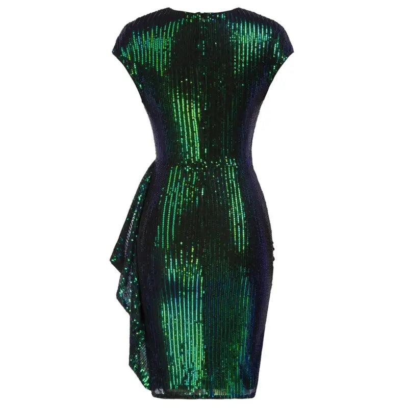 Sequined Ruched Bodycon Midi Dress - Trendy Mix