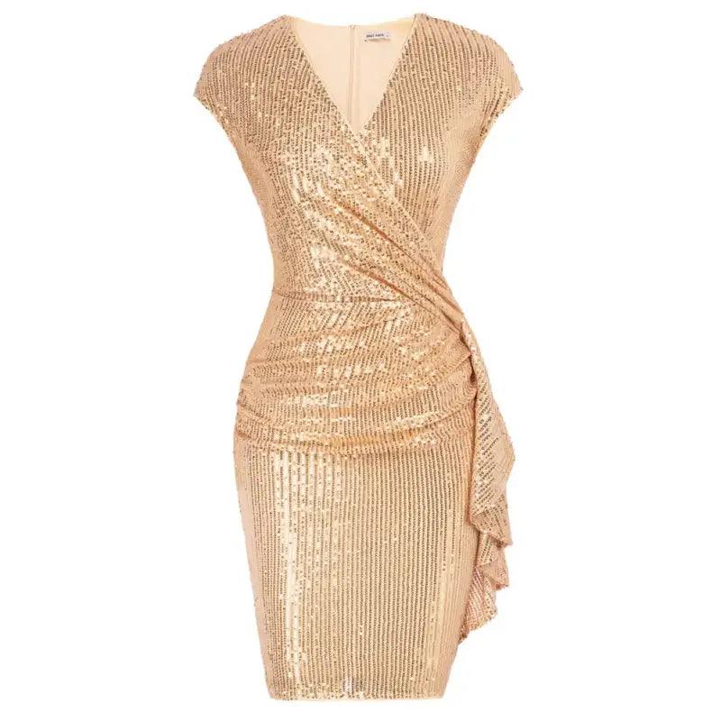 Sequined Ruched Bodycon Midi Dress - Trendy Mix