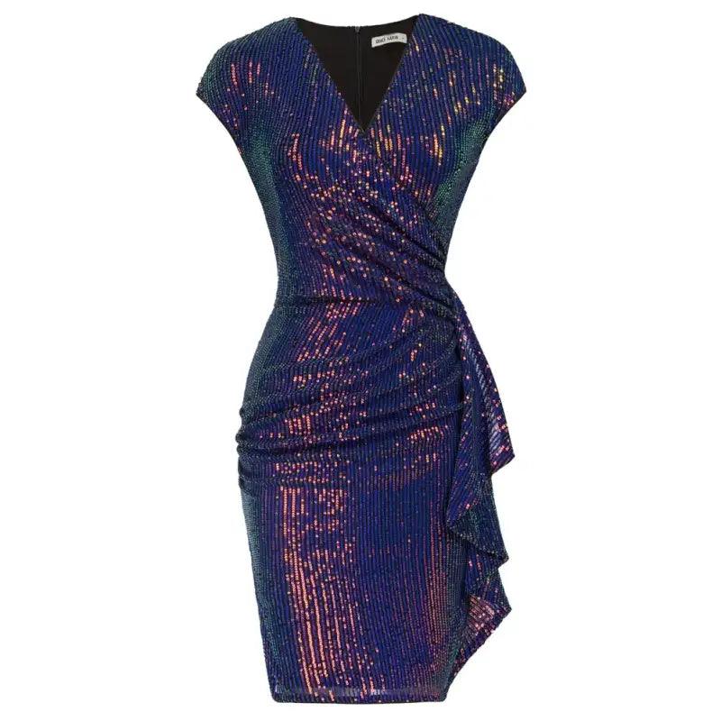 Sequined Ruched Bodycon Midi Dress - Trendy Mix