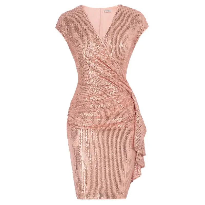 Sequined Ruched Bodycon Midi Dress - Trendy Mix