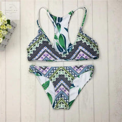 Reversible Green Brazilian Bikini Set for Women - Stylish Halter Swimwear - Trendy Mix