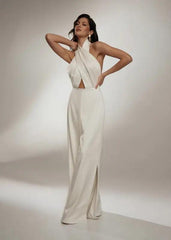 Elegant Backless Sleeveless Halter Jumpsuit - Trendy Mix