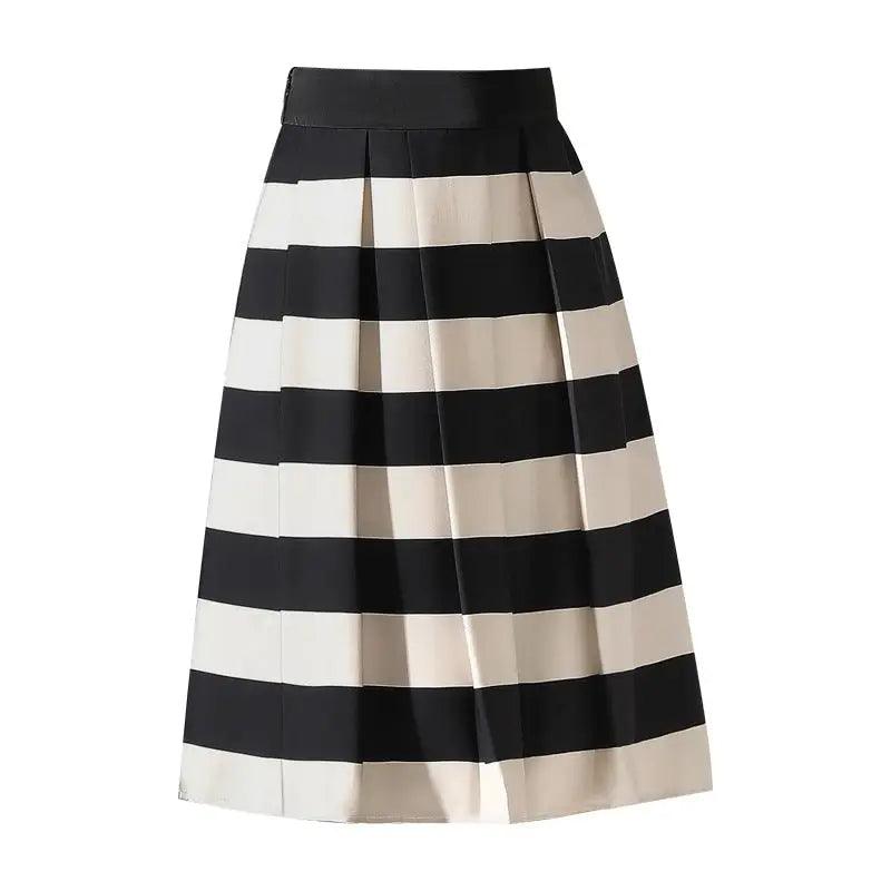 Striped Minimalist Stitching Fashion Pleated A- Line Skirt - Trendy Mix