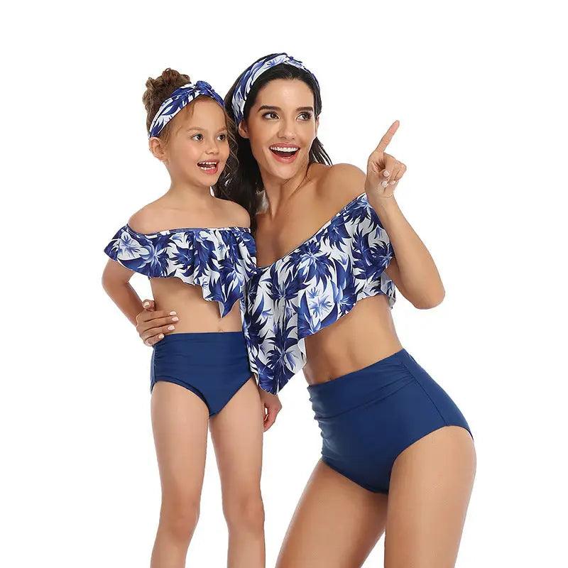 Chic Matching Parent-Child Swimwear Set for Beach Fun - Trendy Mix