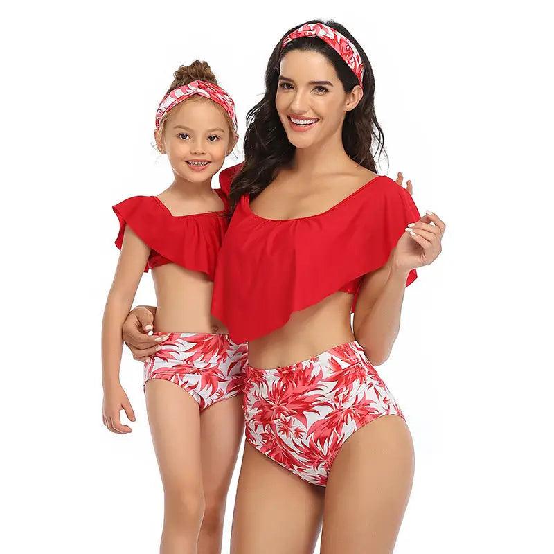 Chic Matching Parent-Child Swimwear Set for Beach Fun - Trendy Mix