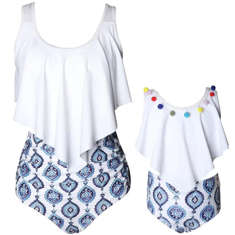 Chic Matching Parent-Child Swimwear Set for Beach Fun - Trendy Mix