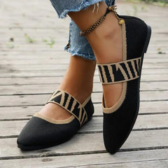 Chic Striped Pointed Toe Flats for Effortless Elegance - Trendy Mix