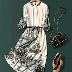 Summer Chic Satin Print Dress - Trendy Mix