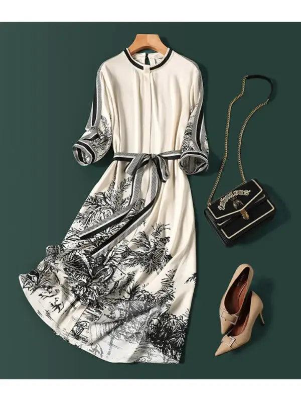 Summer Chic Satin Print Dress - Trendy Mix