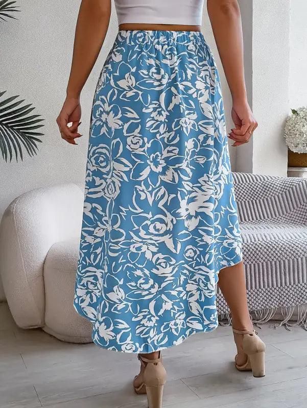 Summer Flower Ruffled Mid-length Irregular Skirt - Trendy Mix