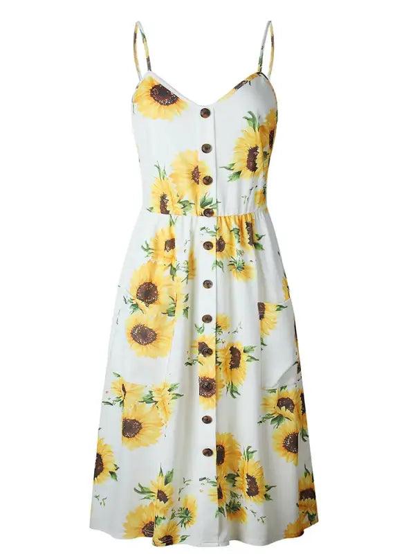 Sun-kissed Sunflower Midi Dress - Trendy Mix