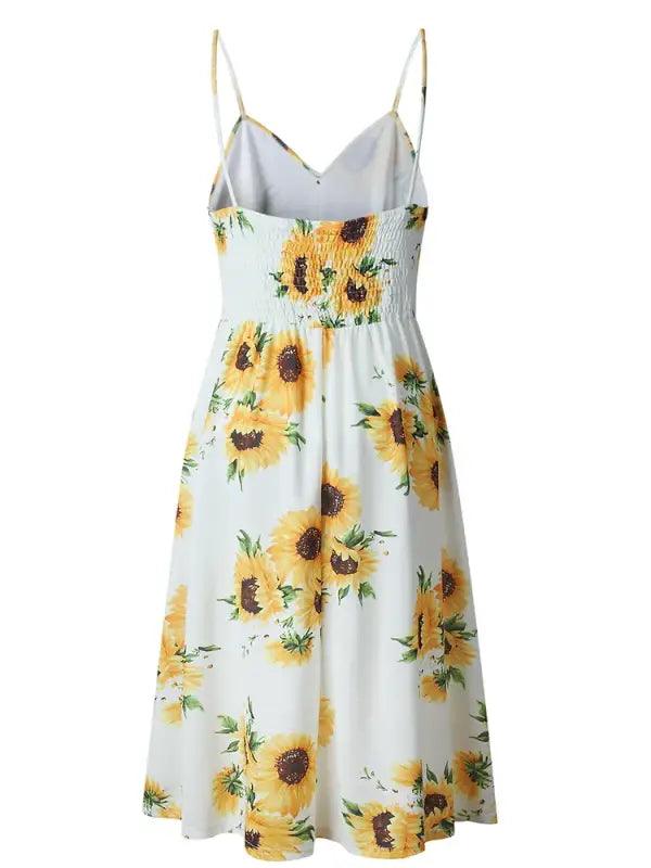 Sun-kissed Sunflower Midi Dress - Trendy Mix