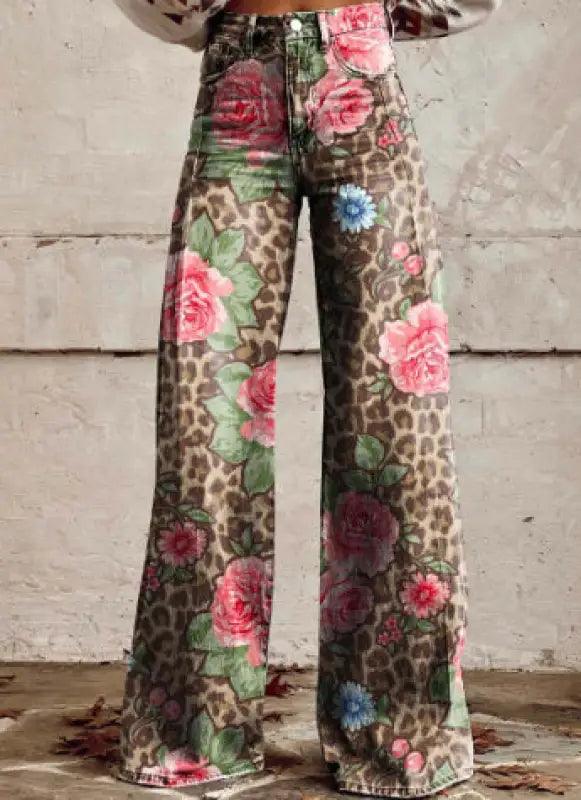 Thin Faux Denim Wide-leg Pants - Trendy Mix