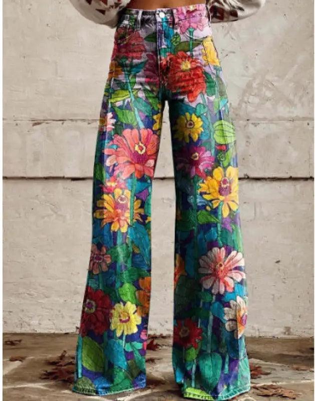 Thin Faux Denim Wide-leg Pants - Trendy Mix