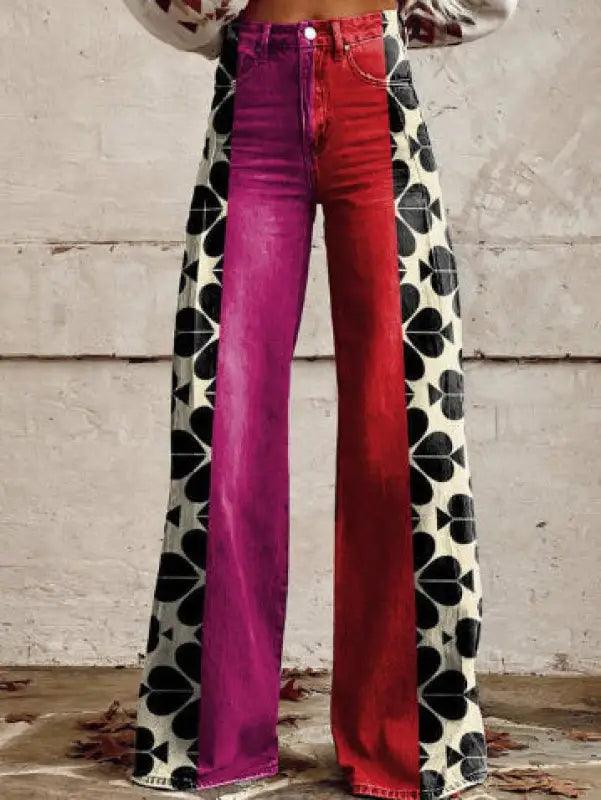 Thin Faux Denim Wide-leg Pants - Trendy Mix