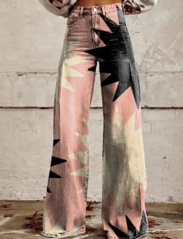 Thin Faux Denim Wide-leg Pants - Trendy Mix