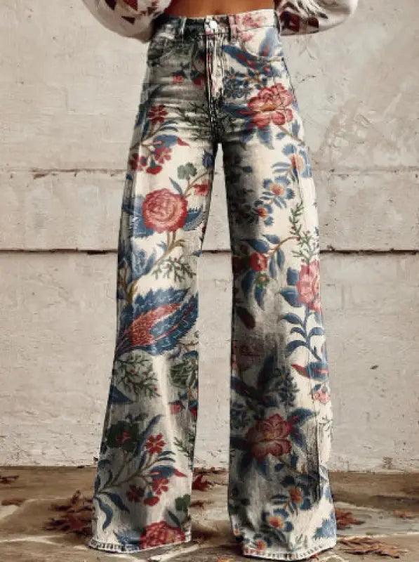 Thin Faux Denim Wide-leg Pants - Trendy Mix