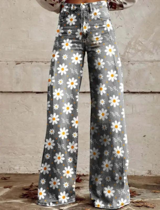 Thin Faux Denim Wide-leg Pants - Trendy Mix