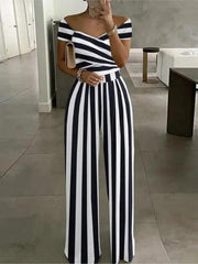 Chic One-Shoulder Printed Jumpsuit for Women - Trendy Mix