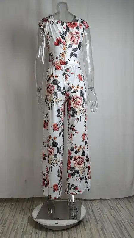 Chic One-Shoulder Printed Jumpsuit for Women - Trendy Mix