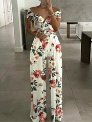 Chic One-Shoulder Printed Jumpsuit for Women - Trendy Mix