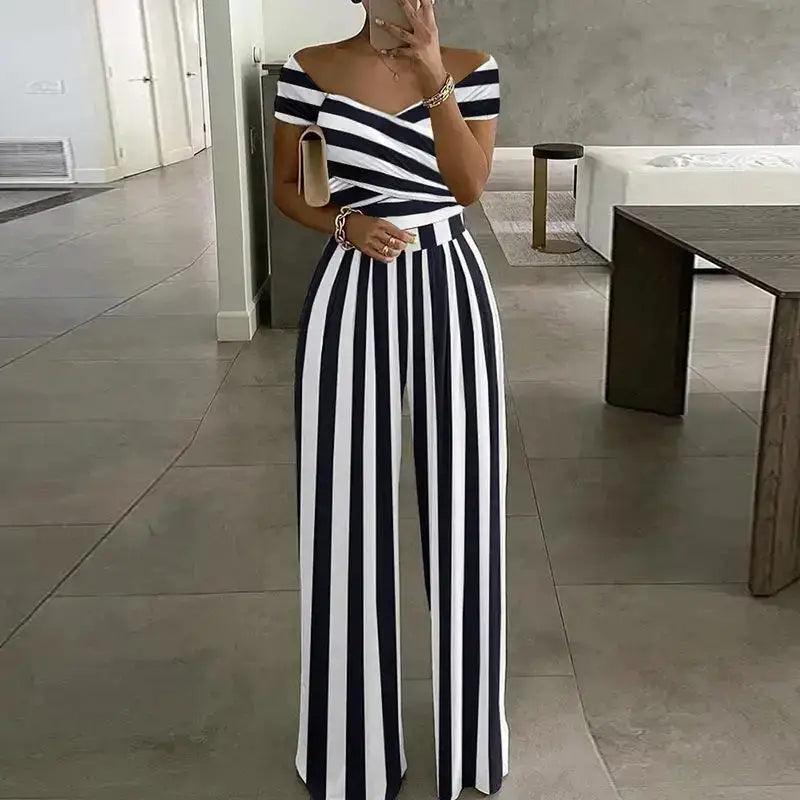 Chic One-Shoulder Printed Jumpsuit for Women - Trendy Mix