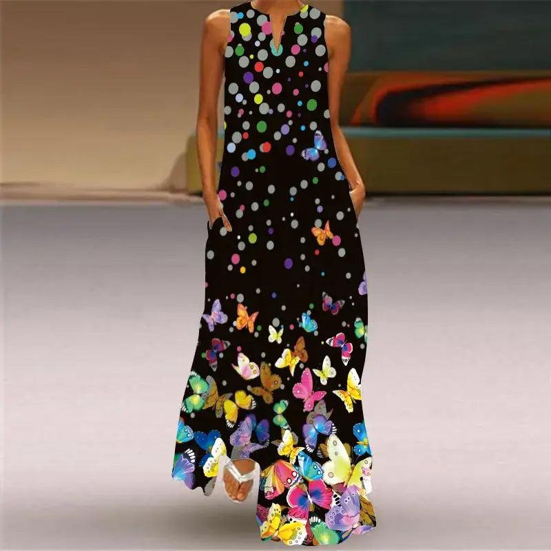 Vintage Floral Print long Dress - Trendy Mix