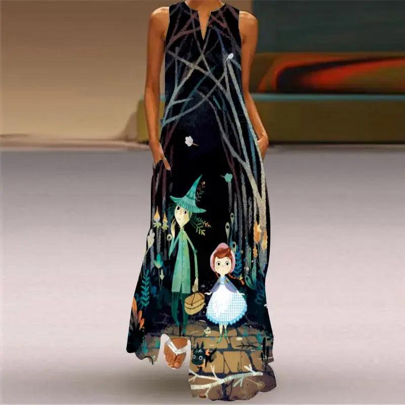 Vintage Floral Print long Dress - Trendy Mix