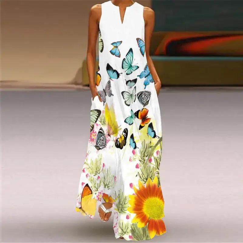 Vintage Floral Print long Dress - Trendy Mix