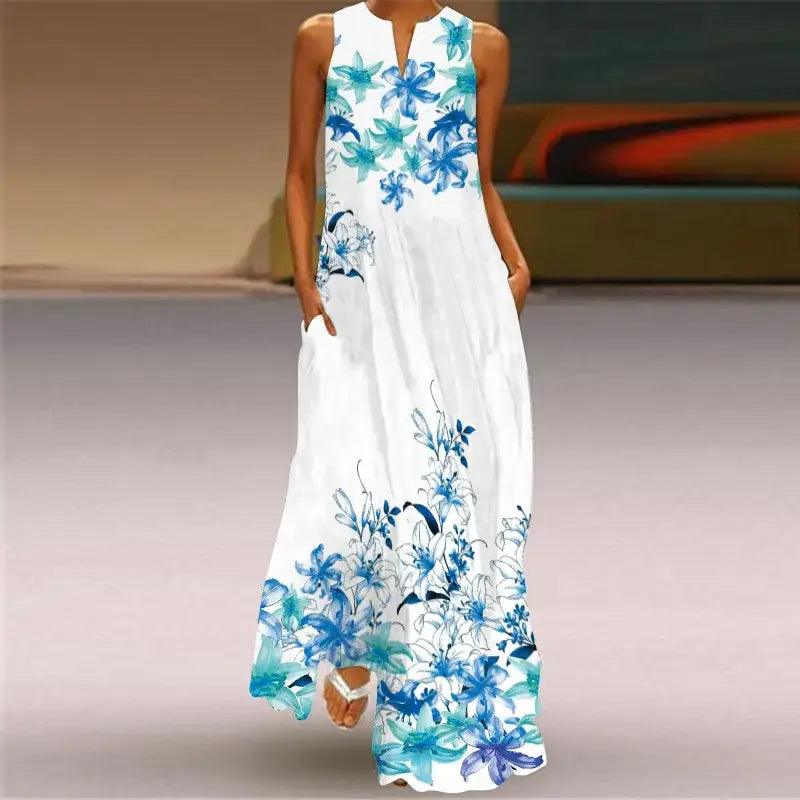 Vintage Floral Print long Dress - Trendy Mix