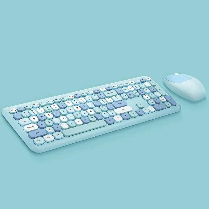 Wireless Ergonomic Keyboard and Mouse Combo for Office Use - Trendy Mix