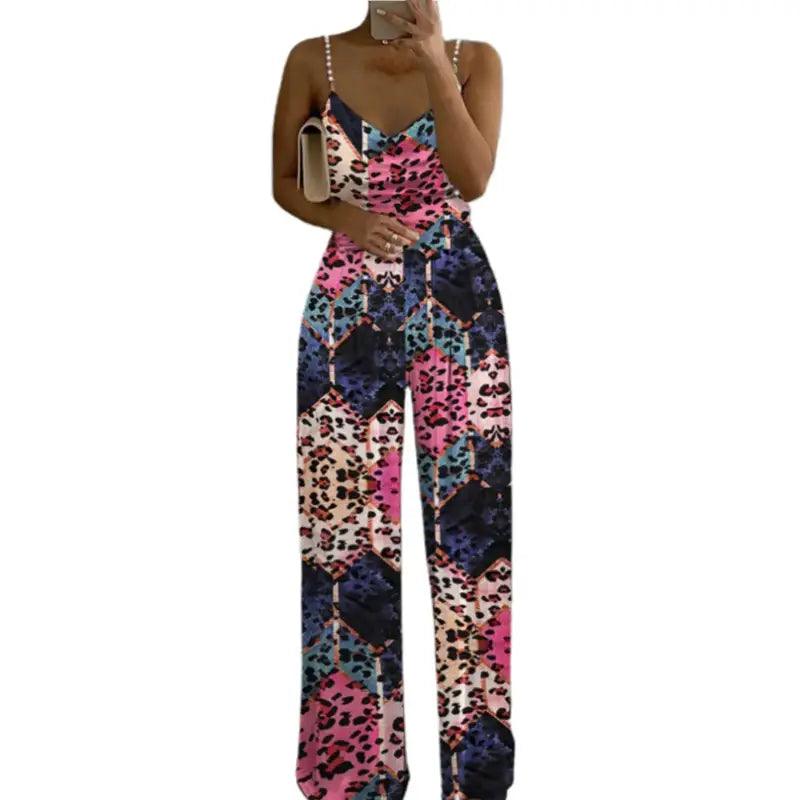 Chic Floral One-Shoulder Sleeveless Jumpsuit for Women - Trendy Mix