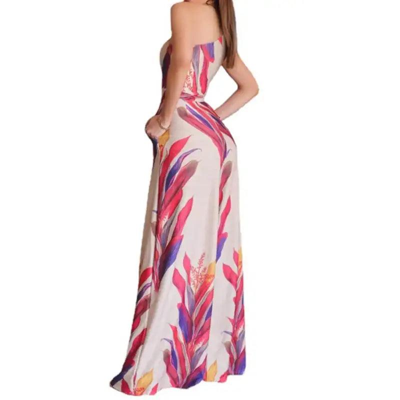 Chic Floral One-Shoulder Sleeveless Jumpsuit for Women - Trendy Mix