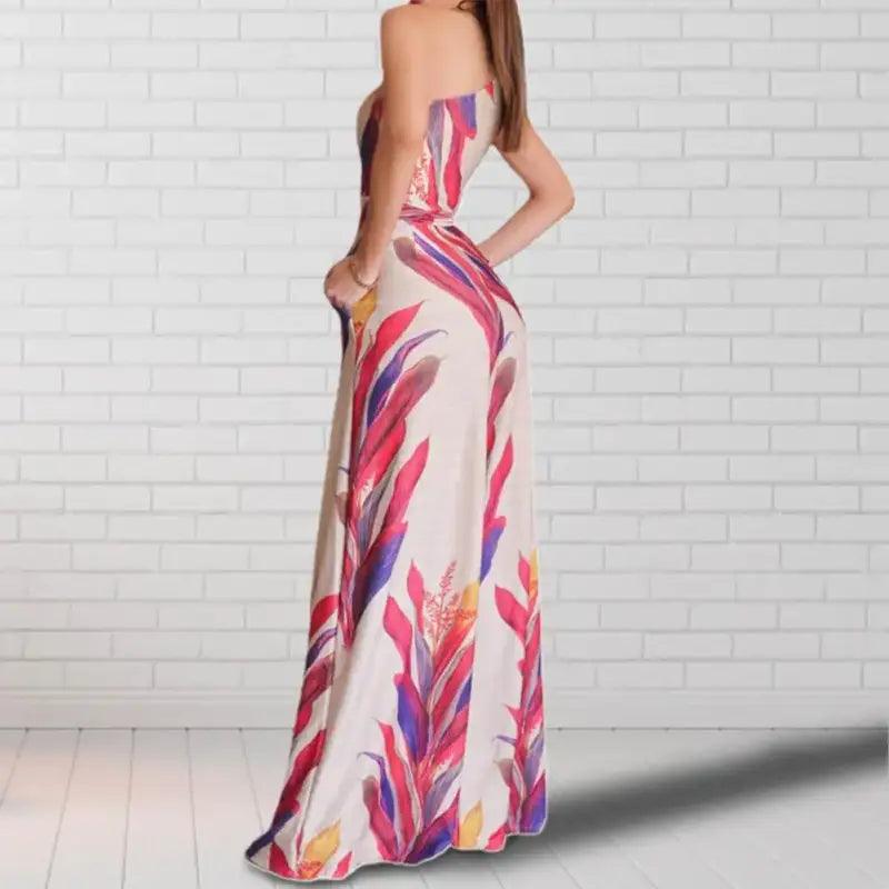 Chic Floral One-Shoulder Sleeveless Jumpsuit for Women - Trendy Mix