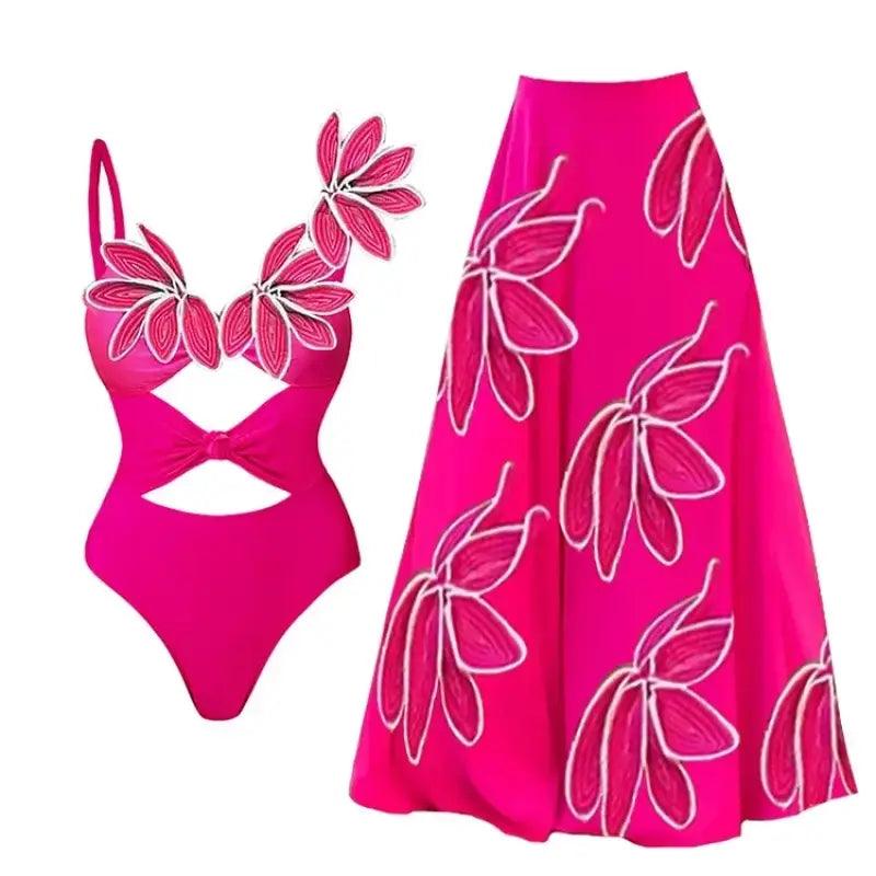 2024 Summer Floral Cut-Out Women's One-Piece Swimsuit - Trendy Beachwear - Trendy Mix