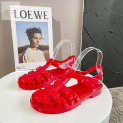 Women’s Retro Transparent Jelly Flats with Buckle - Trendy Mix