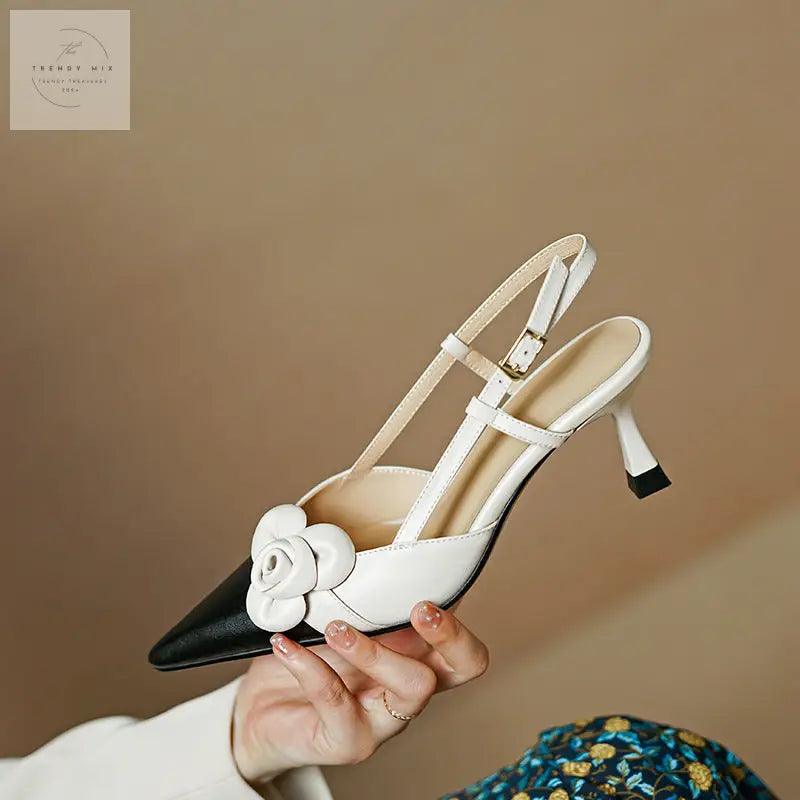 Korean Style Women's Apricot and Cream-White Mid Heel Sandals - Trendy Mix