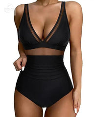 Stylish High Waist One-Piece Swimsuit for Women - Trendy Mix