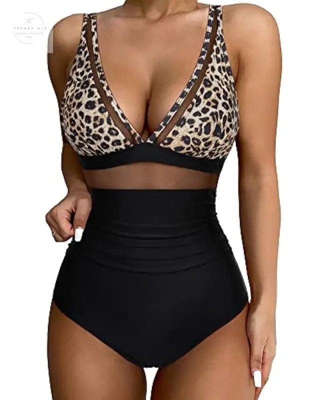 Stylish High Waist One-Piece Swimsuit for Women - Trendy Mix