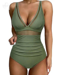 Stylish High Waist One-Piece Swimsuit for Women - Trendy Mix