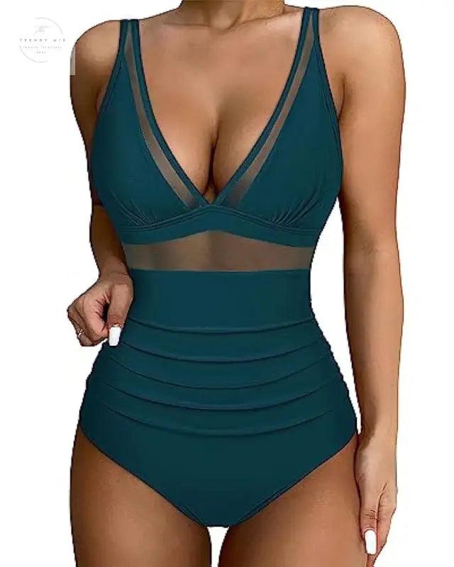 Stylish High Waist One-Piece Swimsuit for Women - Trendy Mix