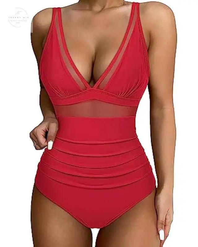 Stylish High Waist One-Piece Swimsuit for Women - Trendy Mix