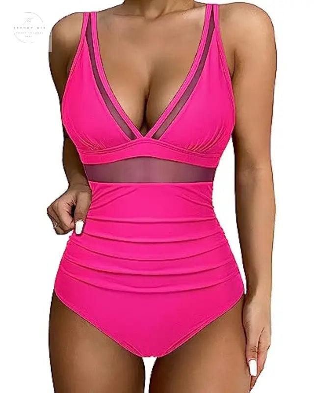 Stylish High Waist One-Piece Swimsuit for Women - Trendy Mix