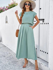 Women’s Minimalist Casual Sleeveless Top And Long Skirt Set - Trendy Mix