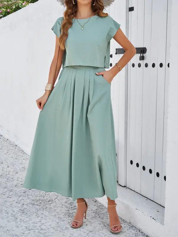 Women’s Minimalist Casual Sleeveless Top And Long Skirt Set - Trendy Mix