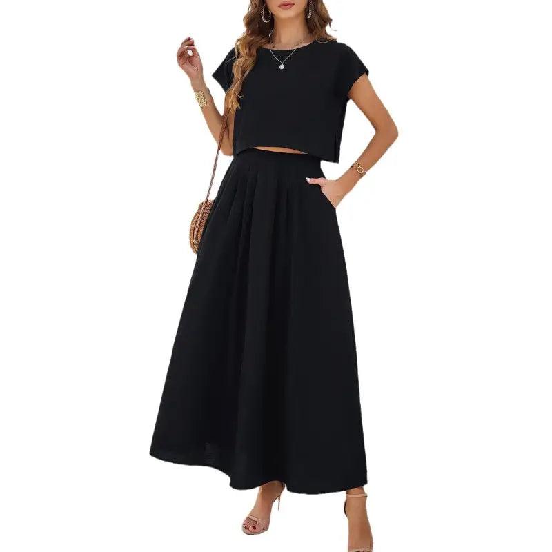 Women’s Minimalist Casual Sleeveless Top And Long Skirt Set - Trendy Mix