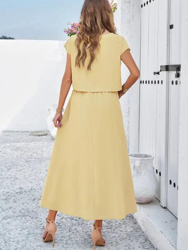 Women’s Minimalist Casual Sleeveless Top And Long Skirt Set - Trendy Mix