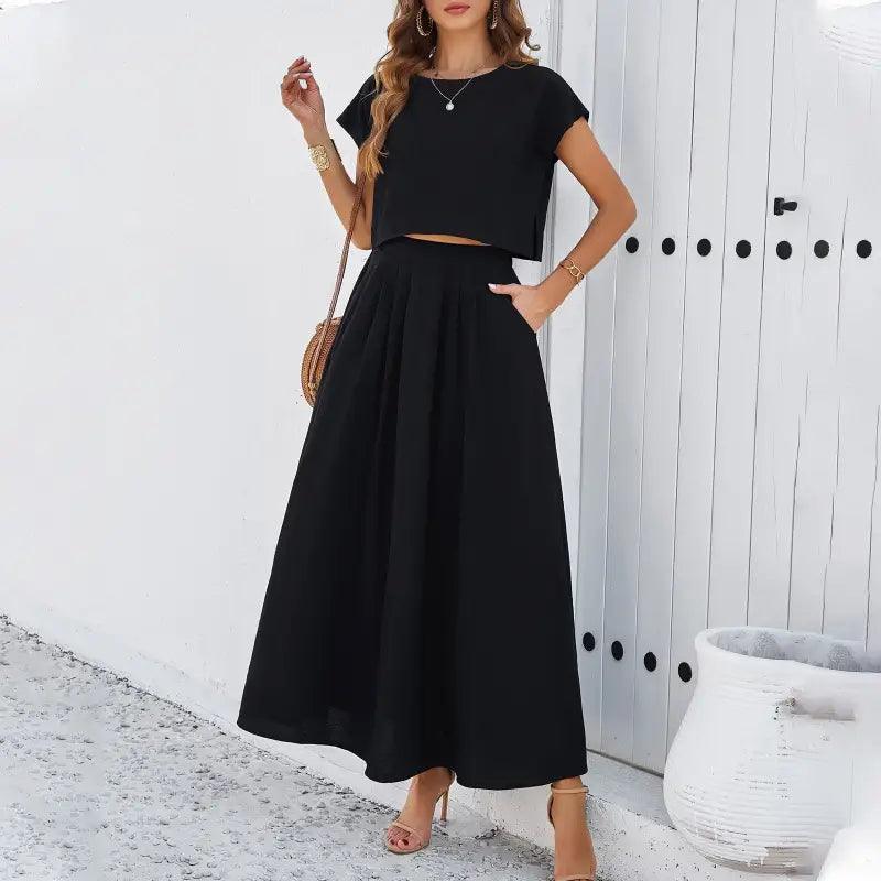 Women’s Minimalist Casual Sleeveless Top And Long Skirt Set - Trendy Mix