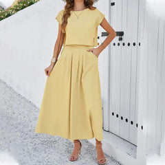 Women’s Minimalist Casual Sleeveless Top And Long Skirt Set - Trendy Mix