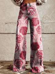 Women’s Printed Plus Size Casual Pants - Trendy Mix